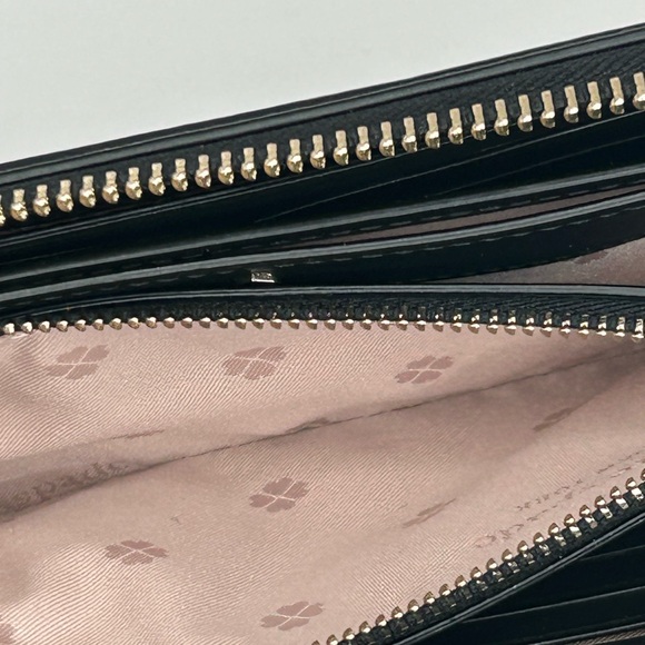 Kate Spade Tiny Zip Around Black Wallet with Pink Elephant Motif - Picture 9 of 10